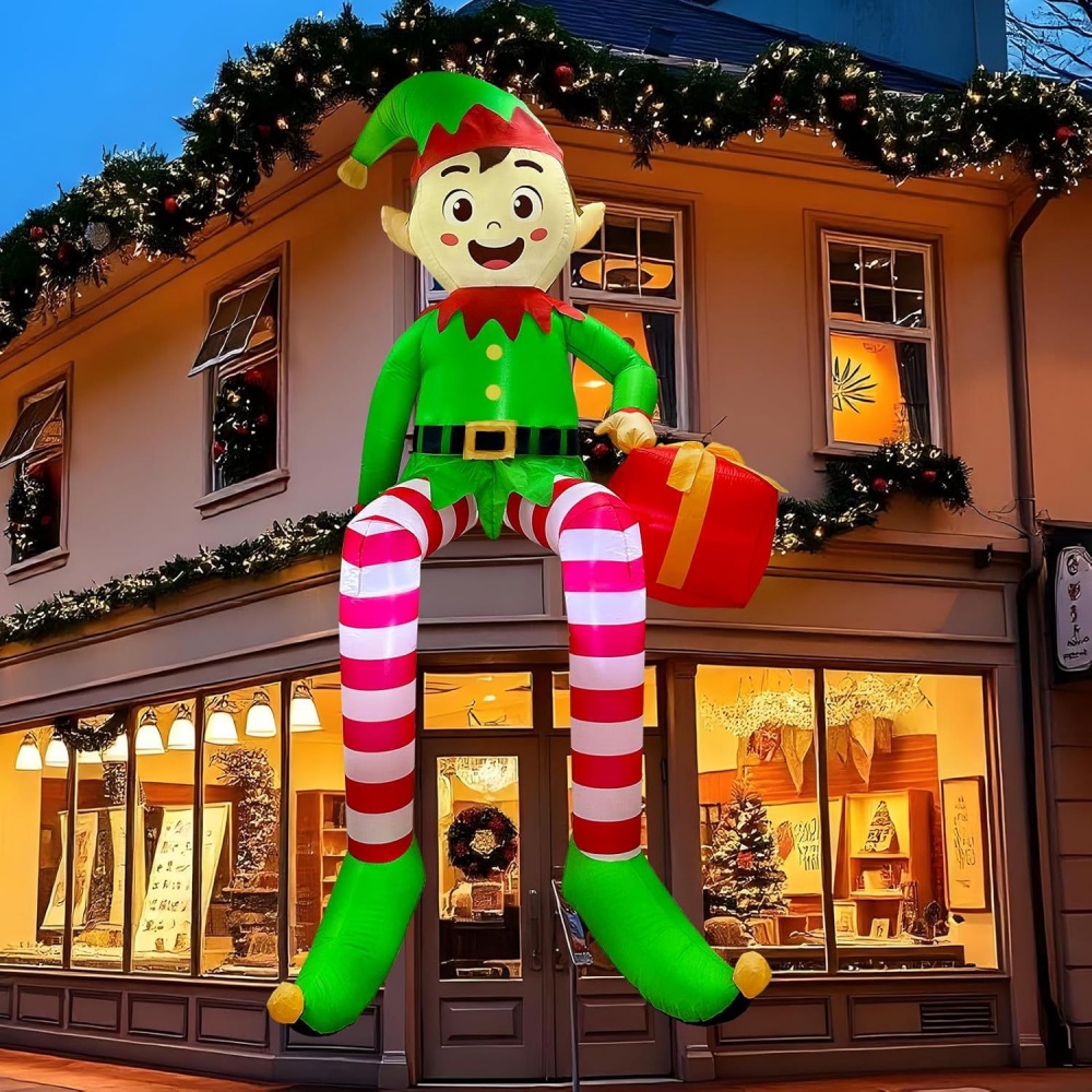 Christmas Lights Outdoor - 8FT Weihnachten Schlauchboote Sitzende Elf Dekoration