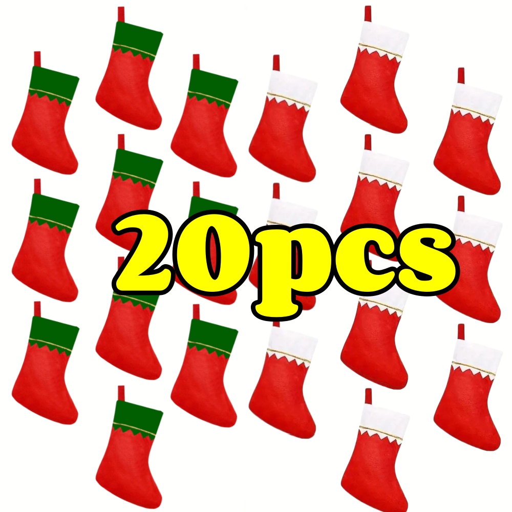 Christmas Stocking Hanging - 12 Stück rote Weihnachtsstrümpfe aus Filz,