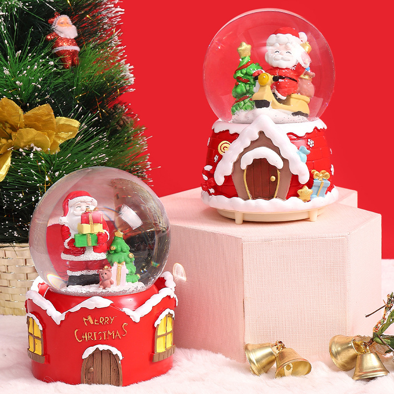 Snow Globe Musical - Weihnachts-Schneekugel mit LED-Leuchten, automatischer fallender Schnee,