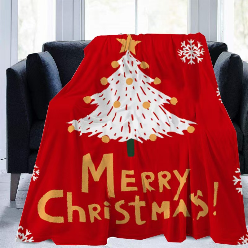 Christmas Throw Blanket - Künstlerische Weiße Weihnachtsbaum-Bedruckte Bettdecke Rote Festliche