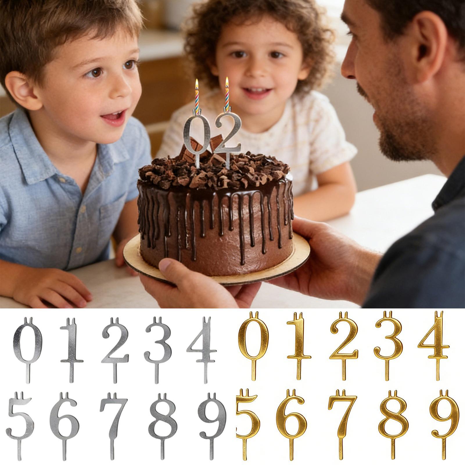 Holiday Candle Set - 10 Stück 0-9 Zahlen-Kuchenaufsätze Metall-Zahlenkerzenhalter-Set Stabile
