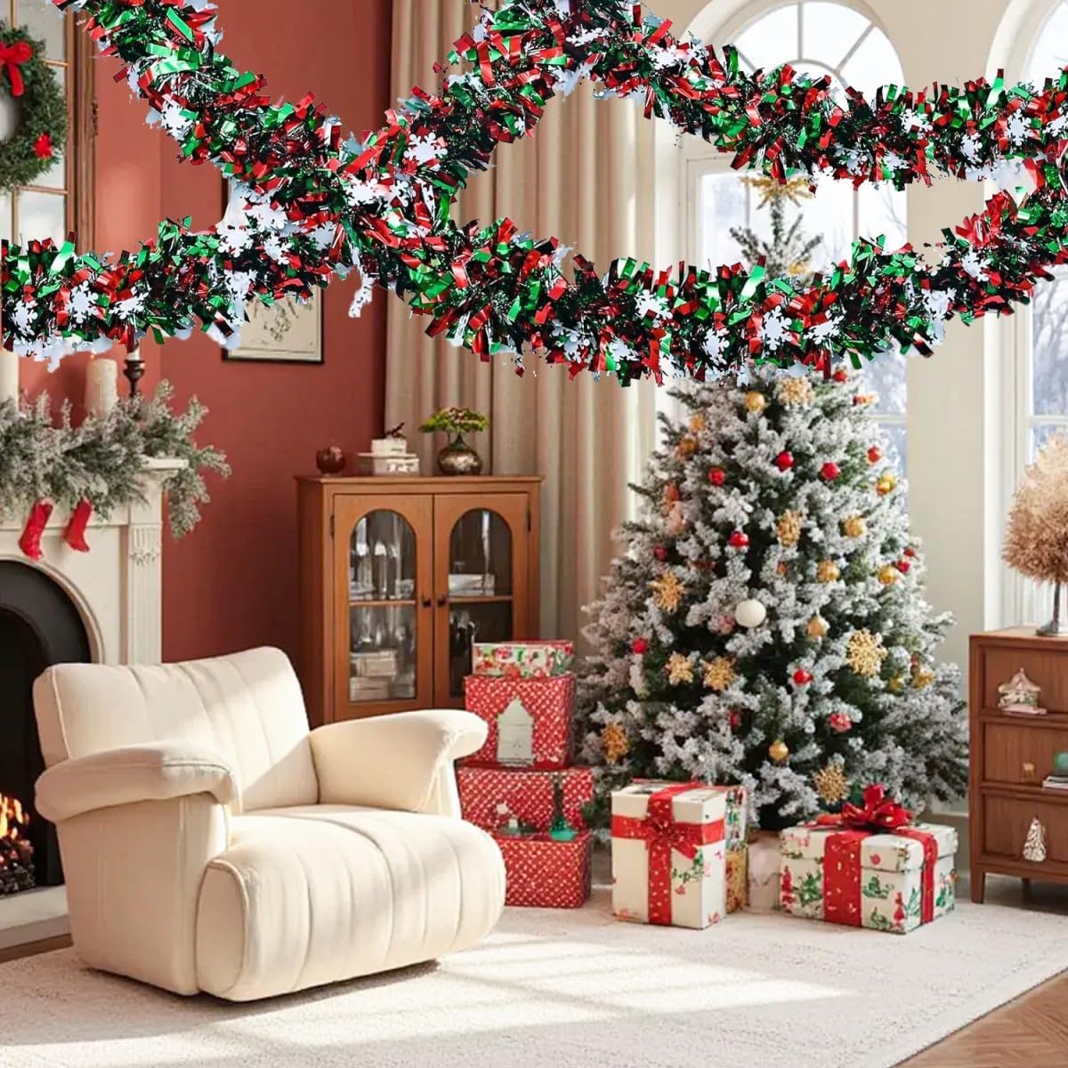 2 Meter Lange Grün-Rote Weihna – Tinsel Garland Decoration Bewertung und Preis